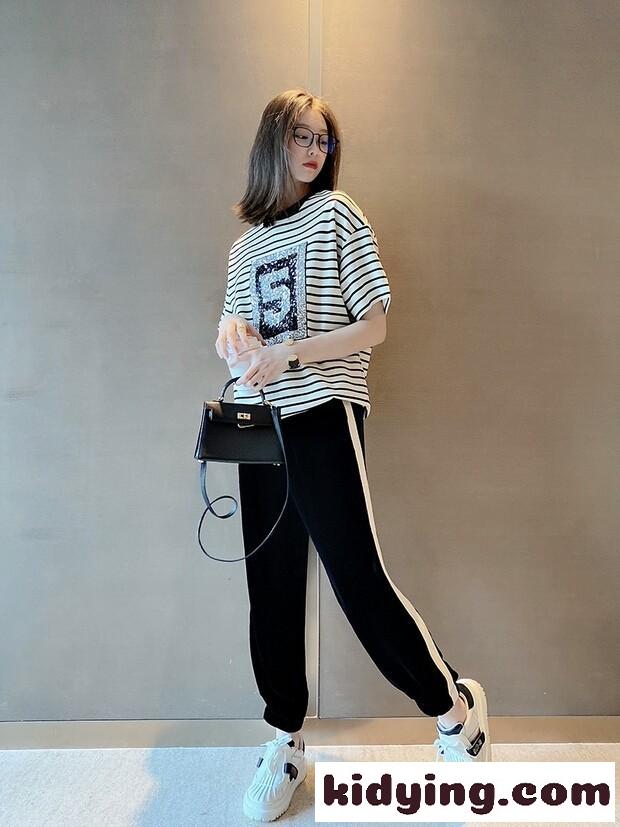 オシャレ 人気 ストライプ ラウンドネック ゆったり カジュアル シャネル tシャツ コピー 半袖 トップス-1
