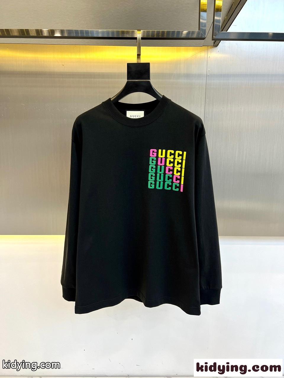 定番 合わせやすい ロゴ グッチ Tシャツ コピー 長袖Tシャツ ブラック-0