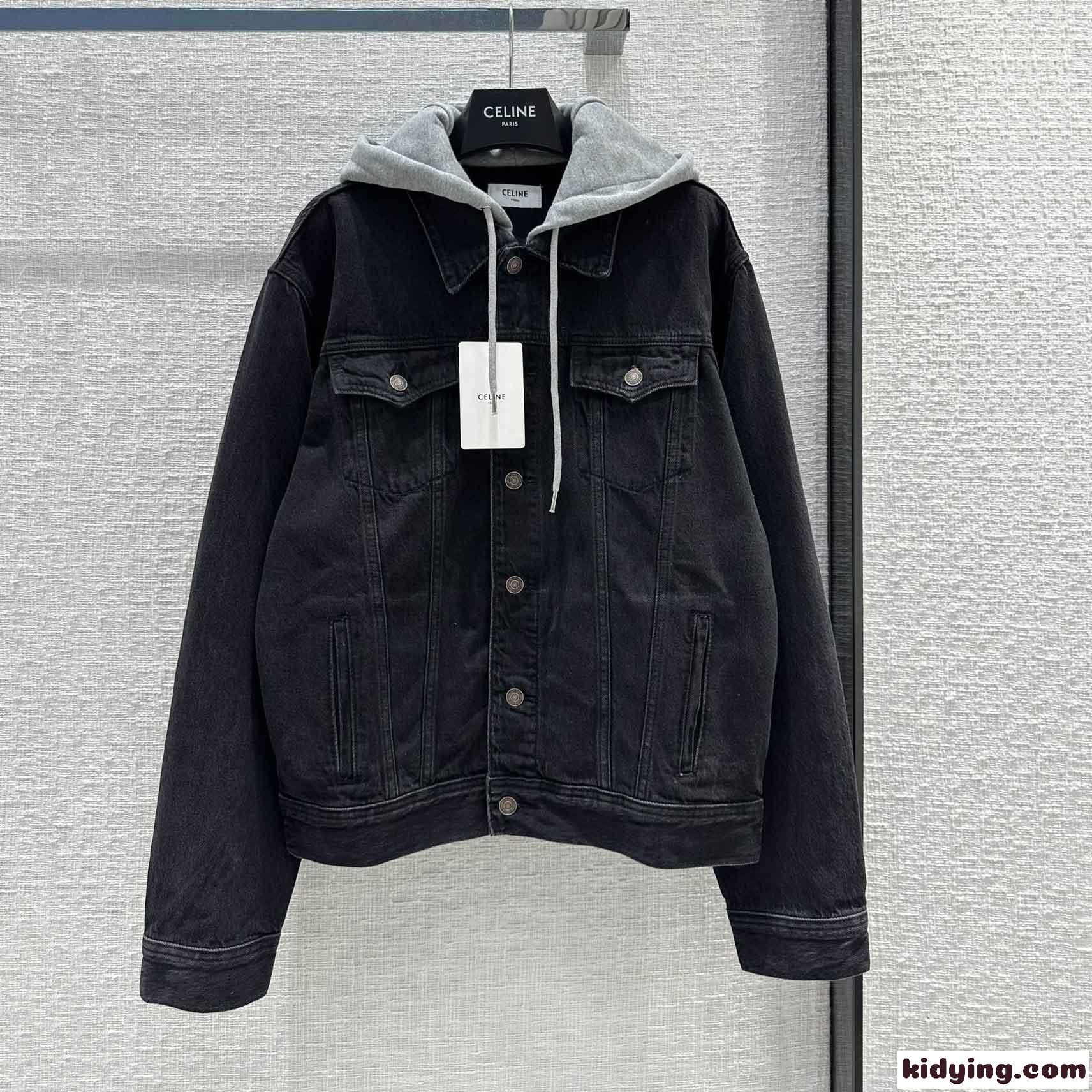 おしゃれ チャコールウォッシュ デニムジャケット セリーヌ ジャケット コピー ユニセックス-0