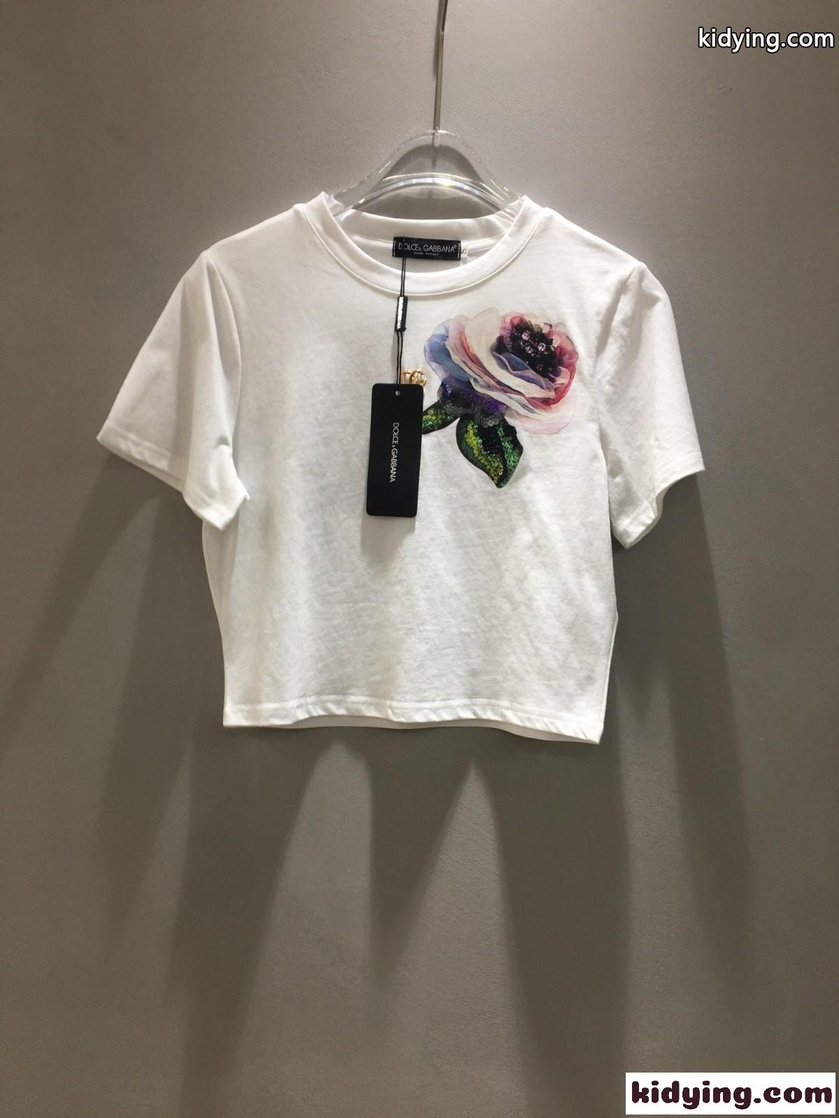 人気 おしゃれ プリント クロップド 半袖Tシャツ ドルチェ&ガッバーナ Tシャツ コピー ホワイト-1
