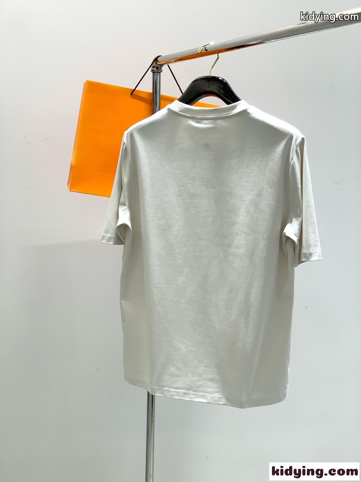 おしゃれ カジュアル エルメス Tシャツ コピー コットン 半袖Tシャツ ベージュ-0