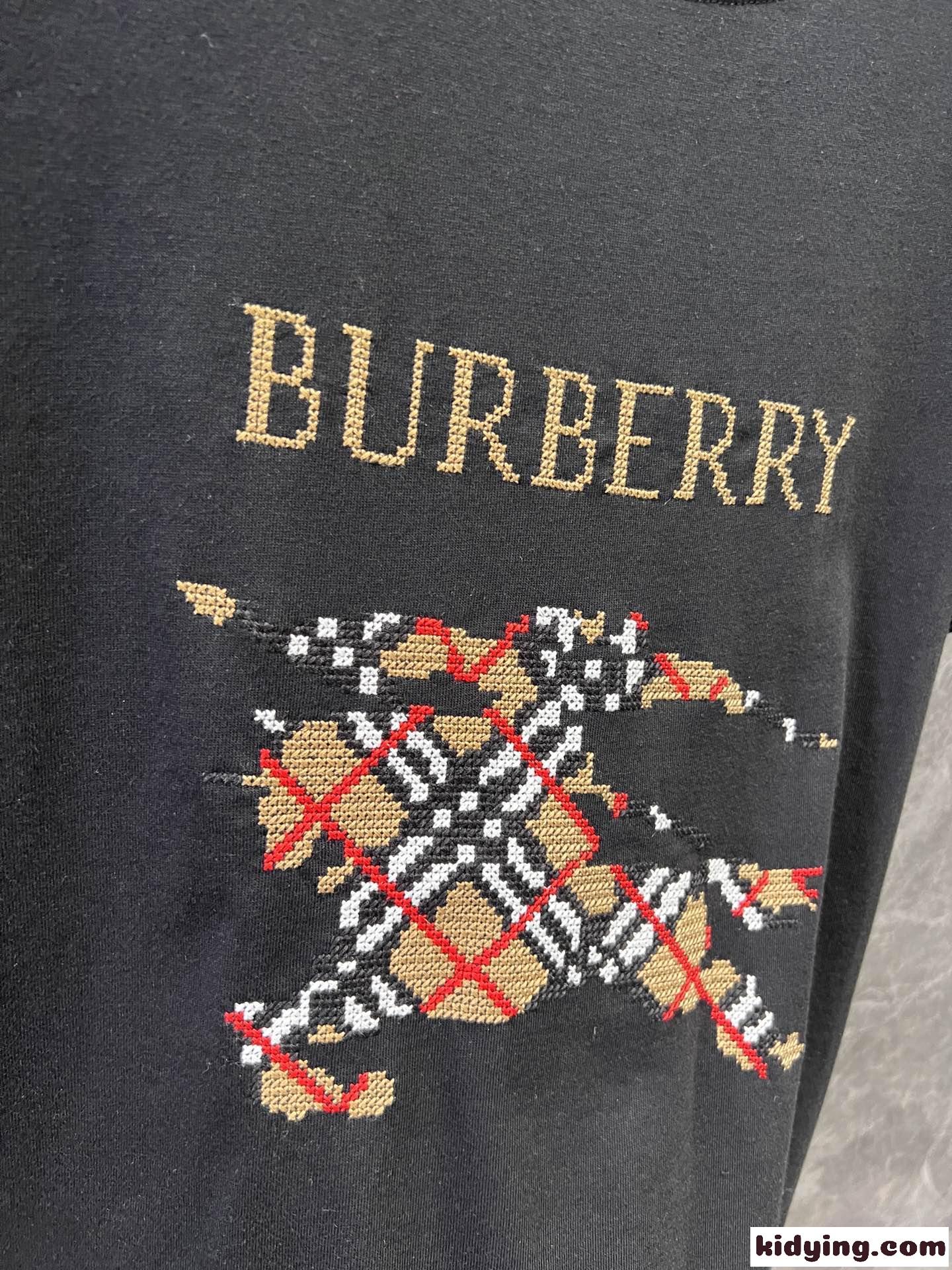 バーバリー クロスステッチ EKD​ コットンTシャツ スーパーコピー ブラック-2