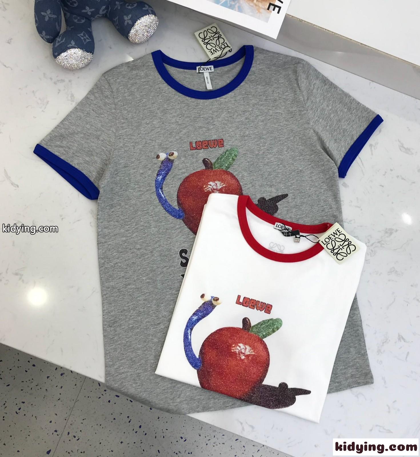 おしゃれ アップルプリント スリム 快適 ロエベ tシャツ コピー 半袖 クルーネック レディース-1