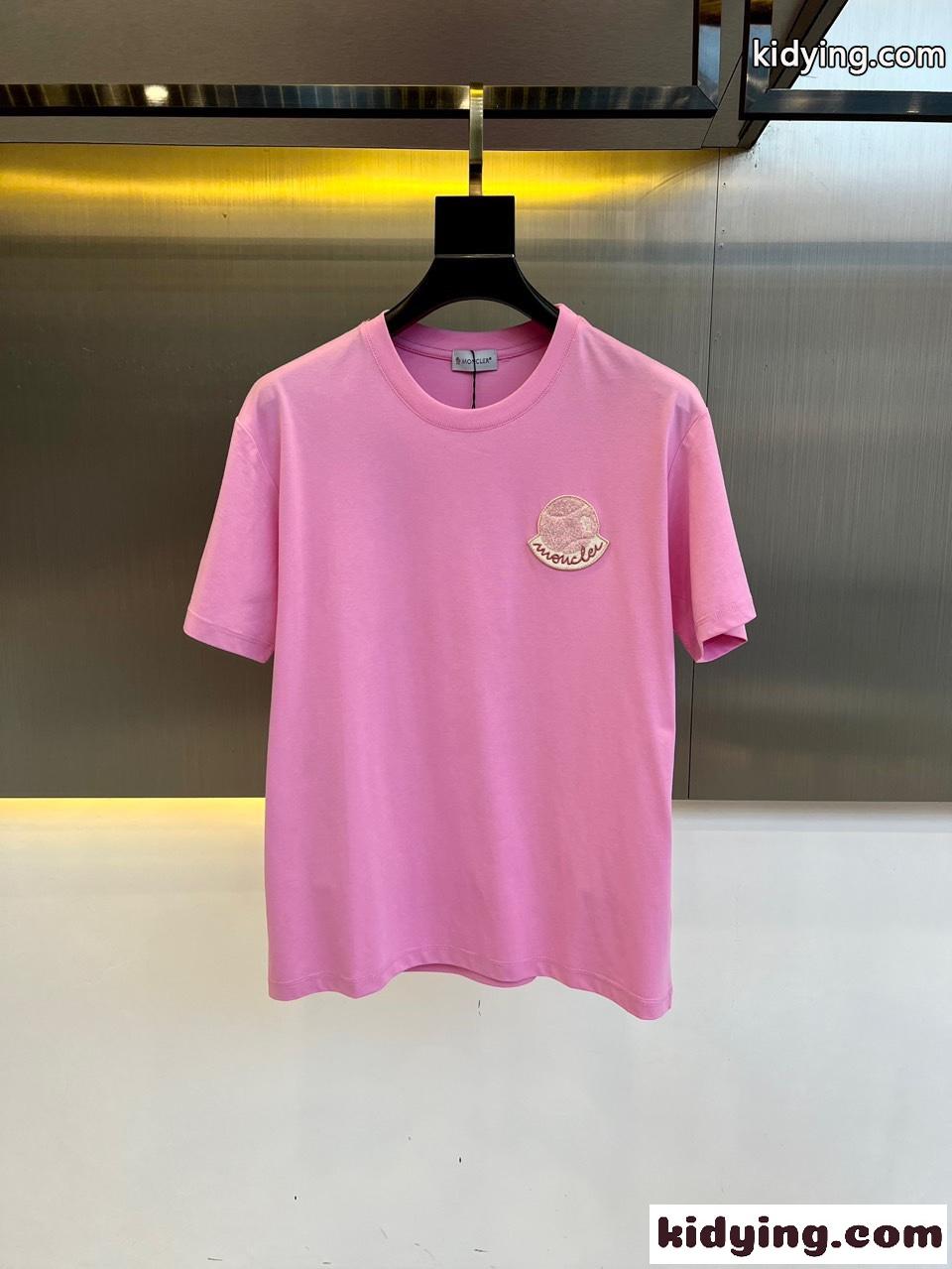 飽きのこない 人気 モンクレール 半袖Tシャツ コピー クルーネック ピンク-1