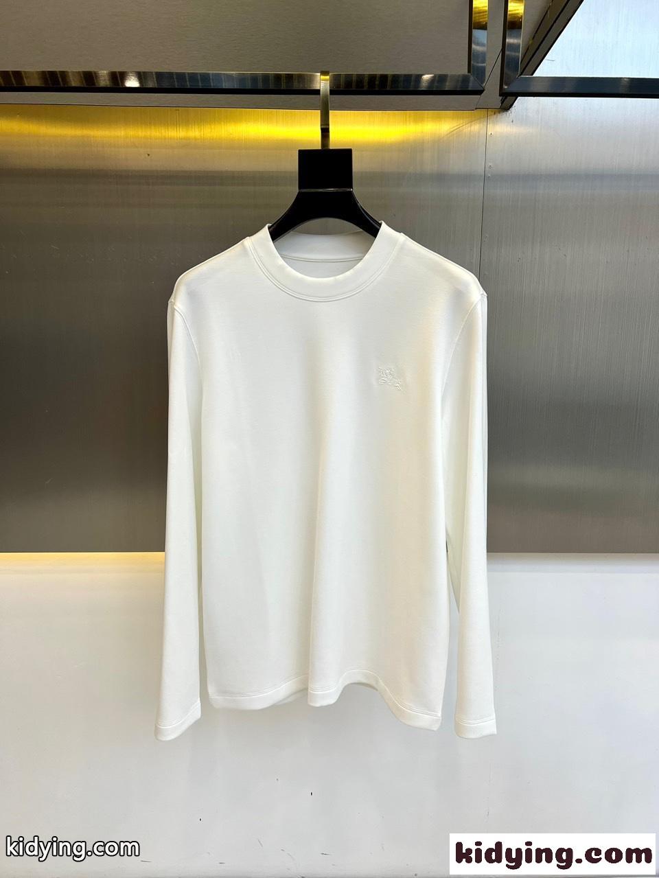 シンプル 合わせやすい クルーネック 長袖Tシャツ バーバリー Tシャツ コピー ホワイト-0