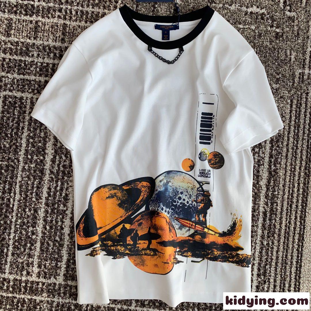 おしゃれ プリント クルーネック ルイ・ヴィトン Tシャツ コピー 半袖 春夏 カジュアル ゆったり トップス-2