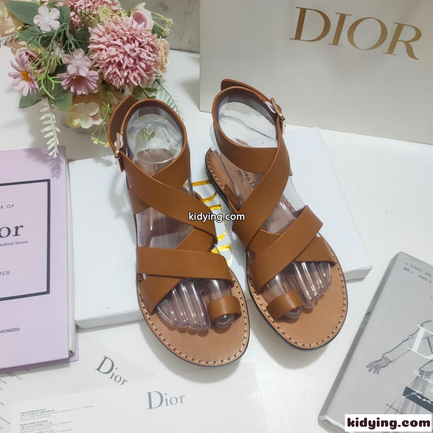 Dioriviera Dior Sun トゥリング サンダル クリスチャン・ディオール サンダル コピー ブラウン-0