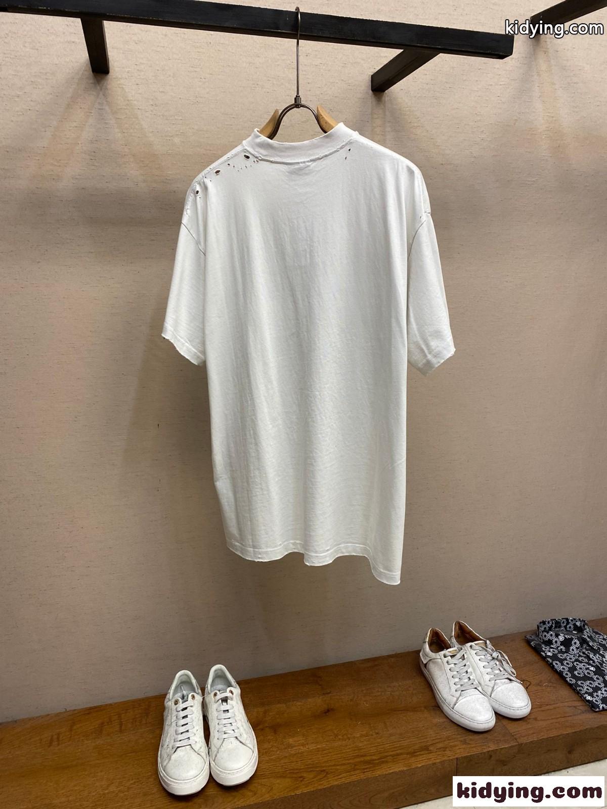 オーバーサイズ プリントTシャツ バレンシアガ 半袖Tシャツ コピー ユニセックス ホワイト-1