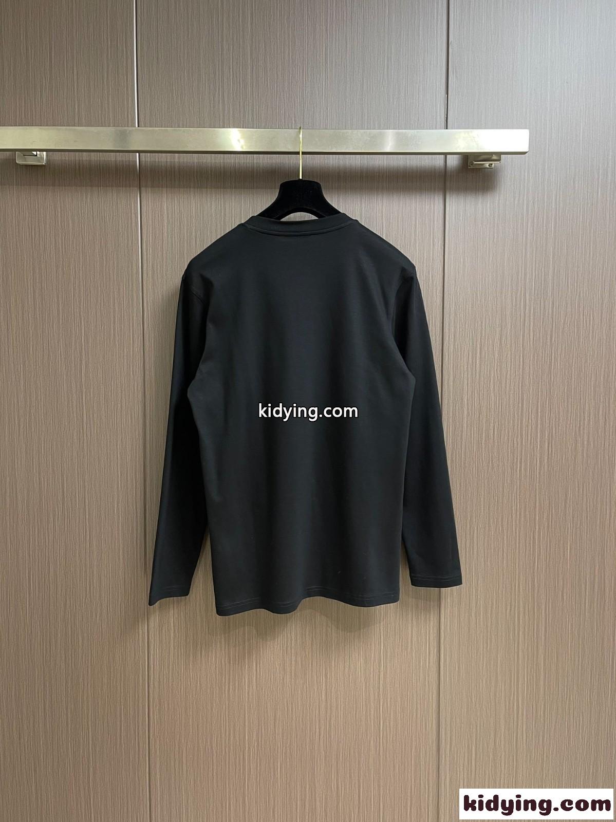 ドルチェ&ガッバーナ Tシャツ コピー シンプル 上品 ロゴプリント コットン 長袖Tシャツ ブラック-1
