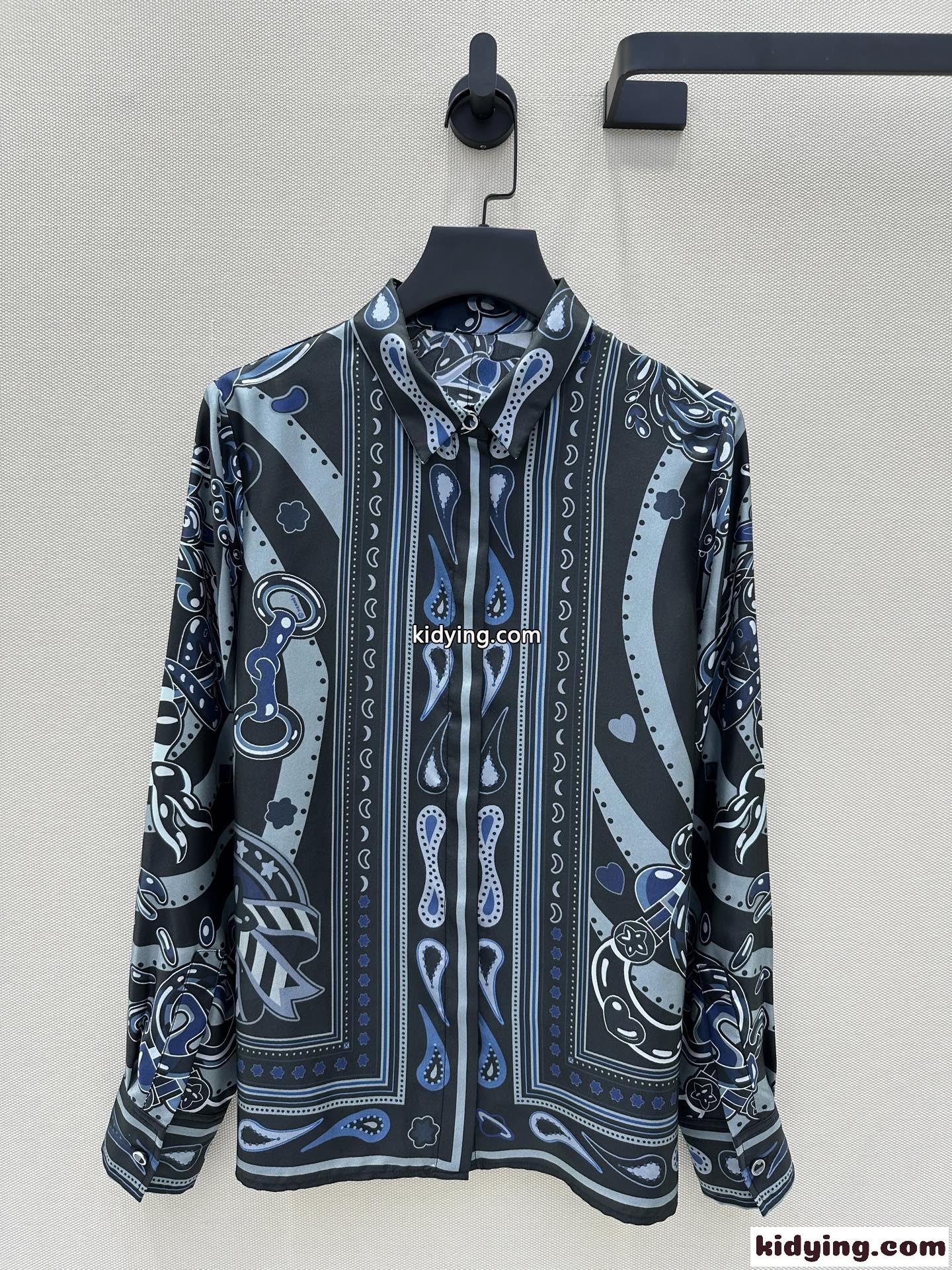 エルメス シャツ コピー 上品 プリント シルクシャツ レディース トップス-1