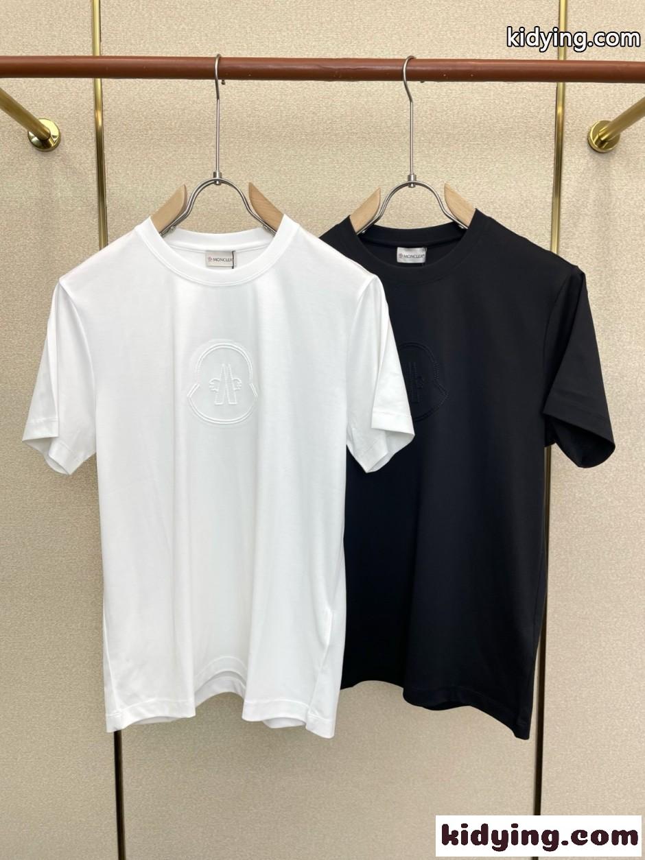 シンプル 洗練された ロゴ クルーネック 半袖Tシャツ モンクレール Tシャツ 偽物-2