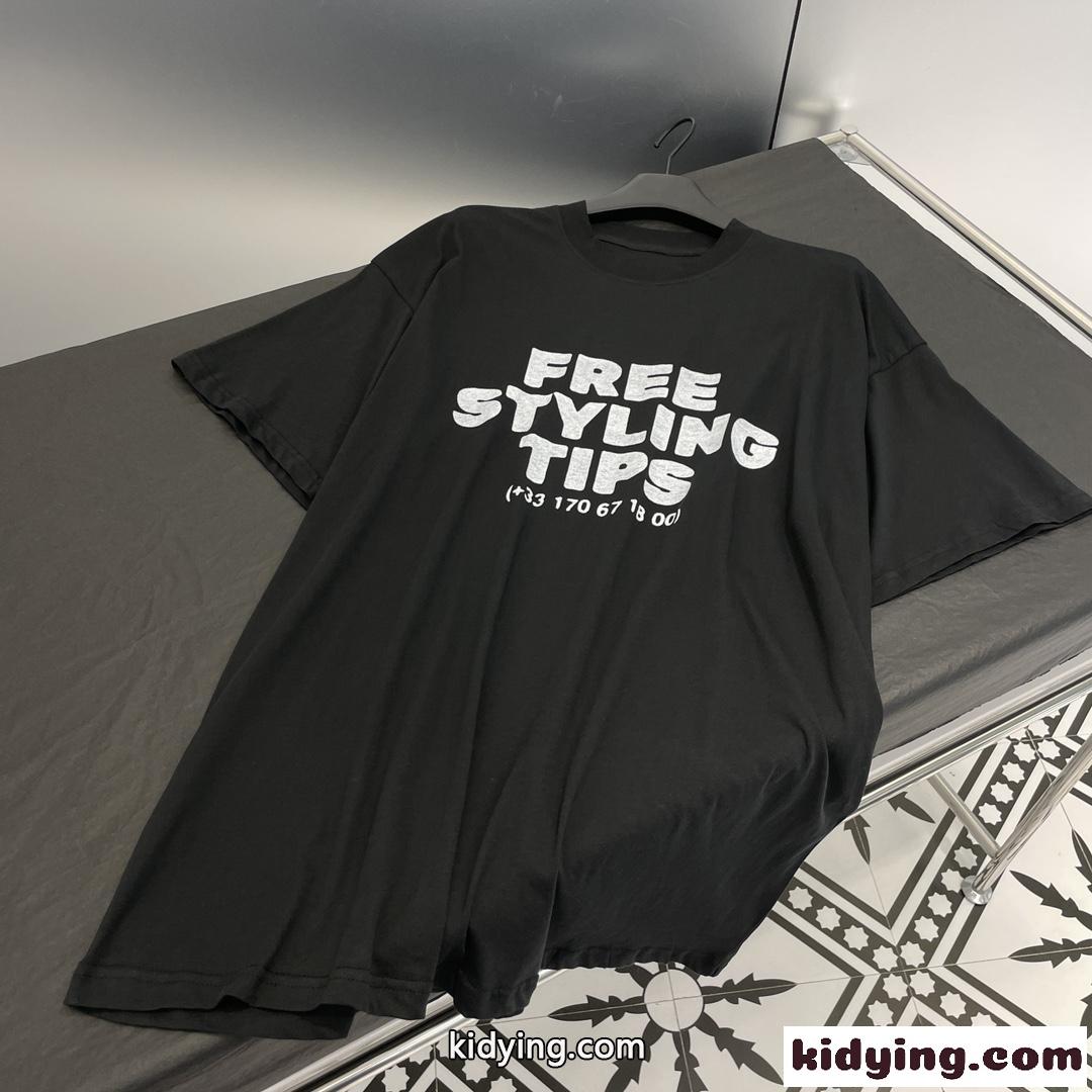 ユニセックス オーバーサイズ STYLING HOTLINE 半袖Tシャツ バレンシアガ Tシャツ コピー-3