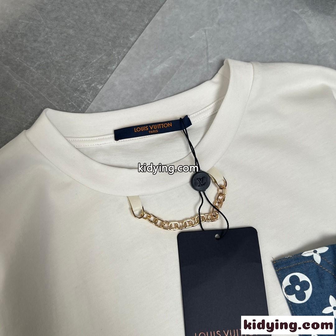 レディース モノグラムポケット おしゃれ クルーネック ルイ・ヴィトン Tシャツ コピー 春夏 半袖 トップス 人気-0