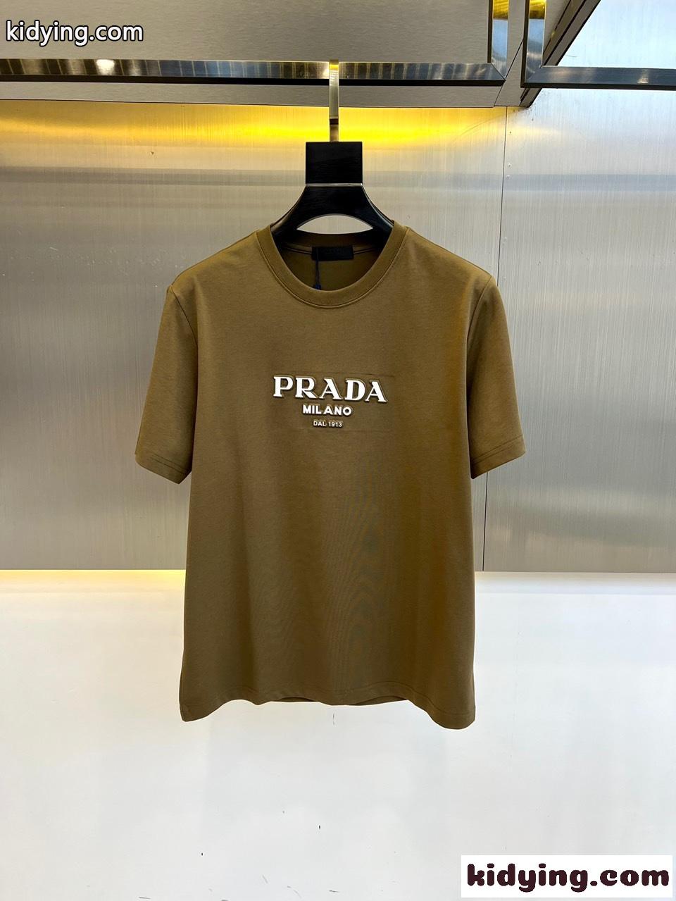 ベーシック ロゴ入り クルーネック Tシャツ プラダ 半袖Tシャツ コピー-0