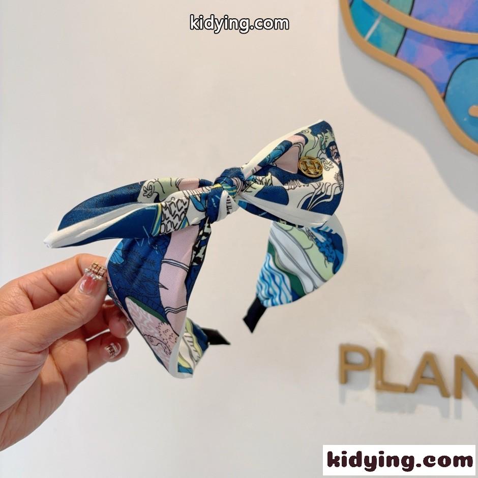 エレガント プリント ヘアアクセサリー エルメス カチューシャ 偽物-1