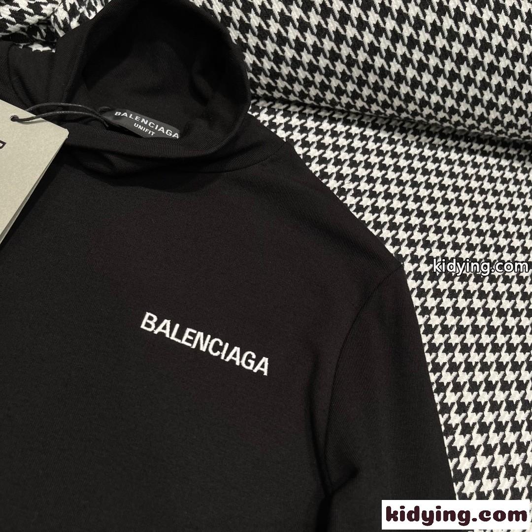 シンプル ロゴ刺繍 ハイネック 長袖Tシャツ バレンシアガ Tシャツ コピー-2