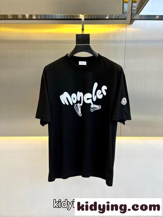 カジュアル 定番 コットンジャージ 半袖Tシャツ モンクレール Tシャツ コピー ブラック-0
