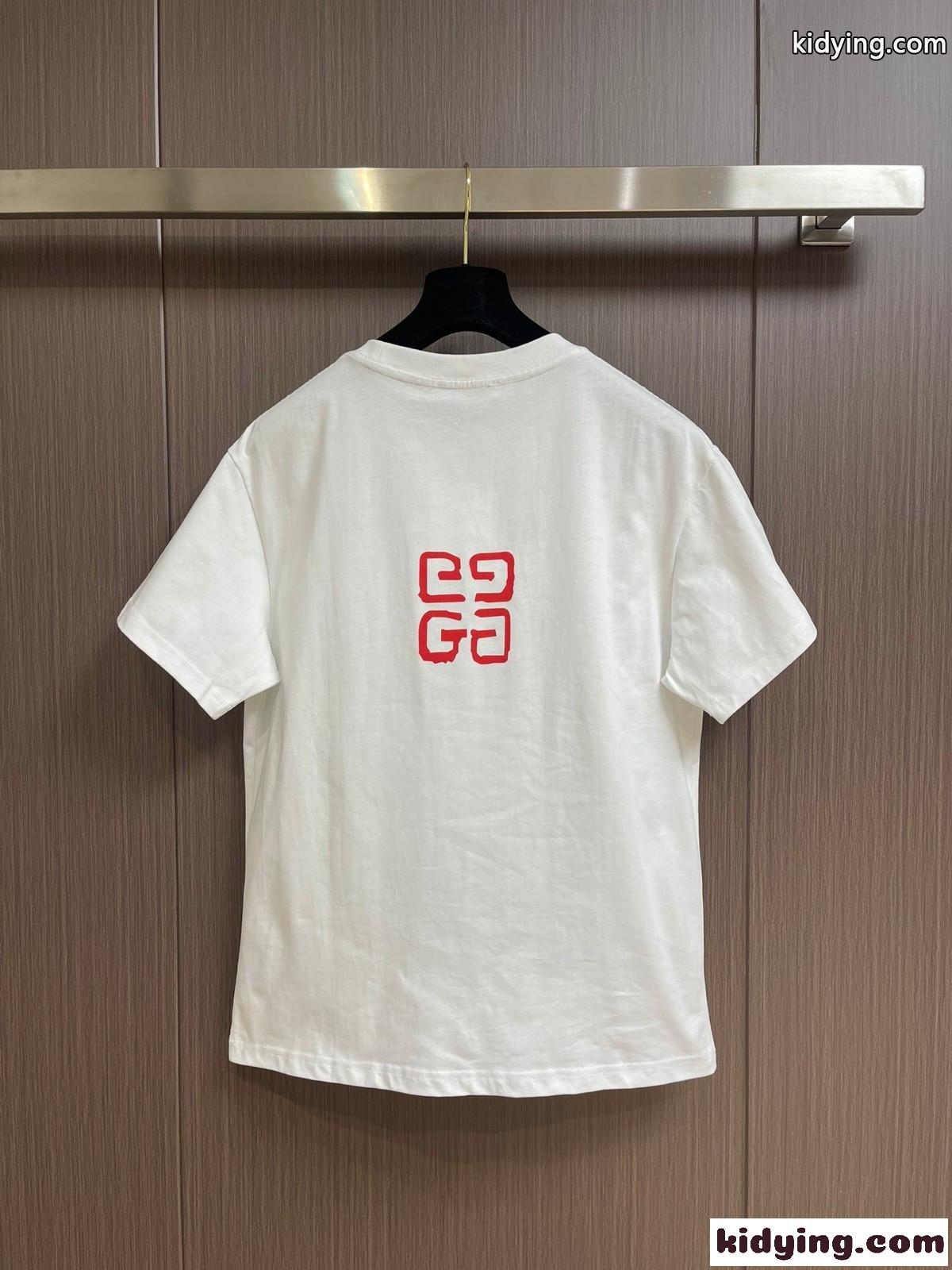 人気 リップスティックプリント Tシャツ ジバンシィ Tシャツ コピー クルーネック ホワイト-2