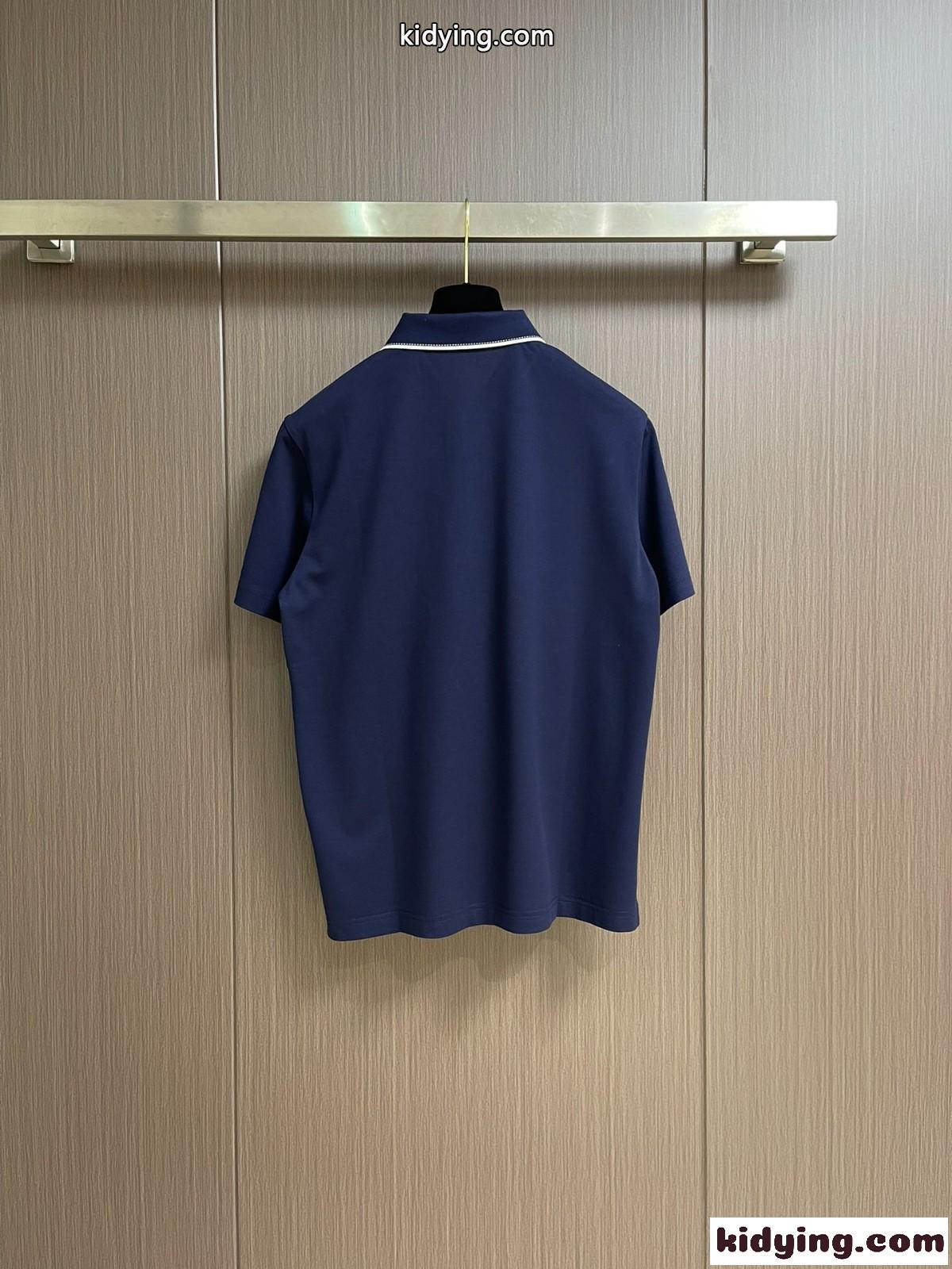 カジュアル サドルステッチ ポロシャツ エルメス Tシャツ コピー コットン ネイビー-2