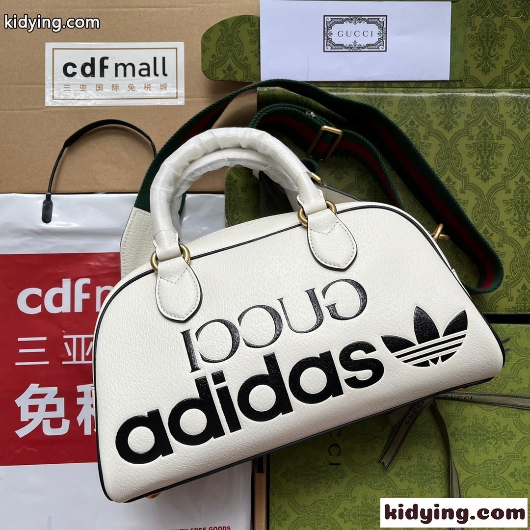adidas x Gucci ミニ ダッフルバッグ 人気 カジュアル グッチ バッグ コピー ショルダーバッグ ホワイト-0