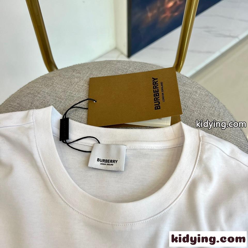大人気 ロゴ コットン クルーネック 半袖Tシャツ バーバリー Tシャツ コピー ホワイト-1