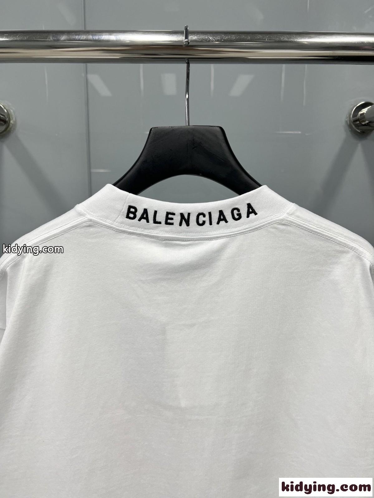 ユニセックス カジュアル I Love プリント 半袖Tシャツ バレンシアガ Tシャツ コピー ホワイト-4