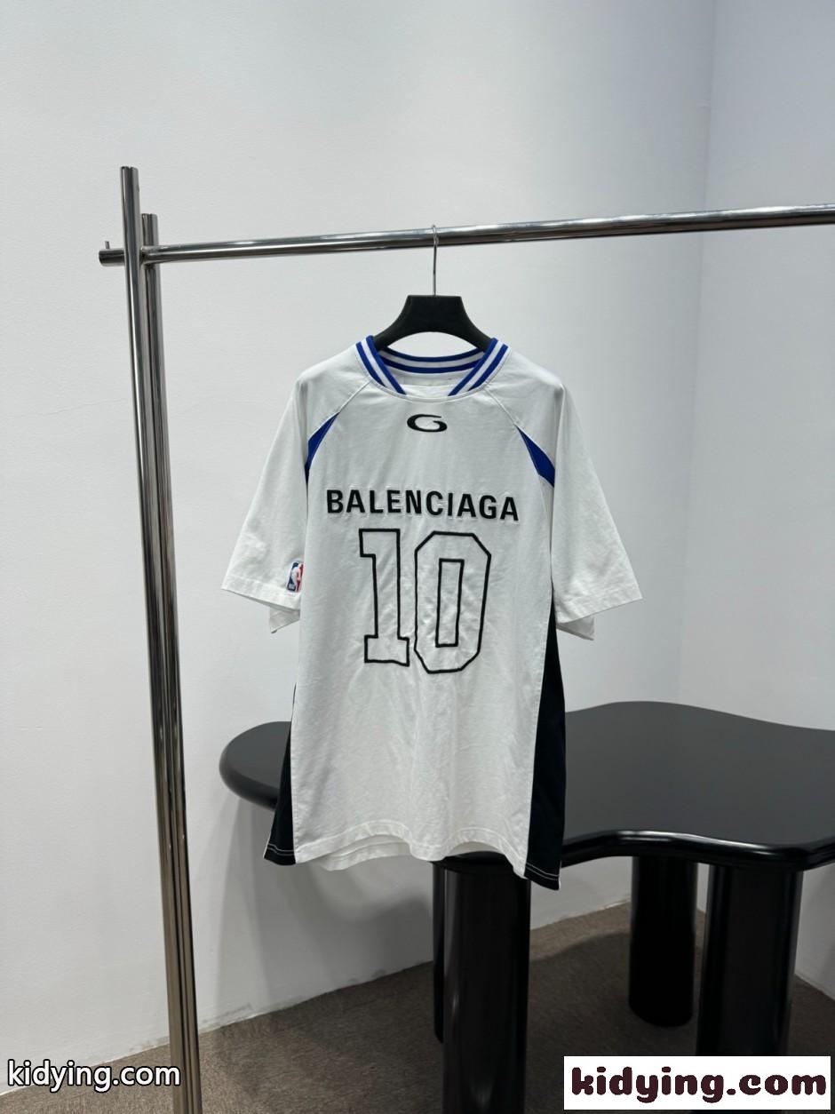 BALENCIAGA x NBA オーバーサイズ ロゴ刺繍 コットン Tシャツ コピー 偽物 ホワイト-0