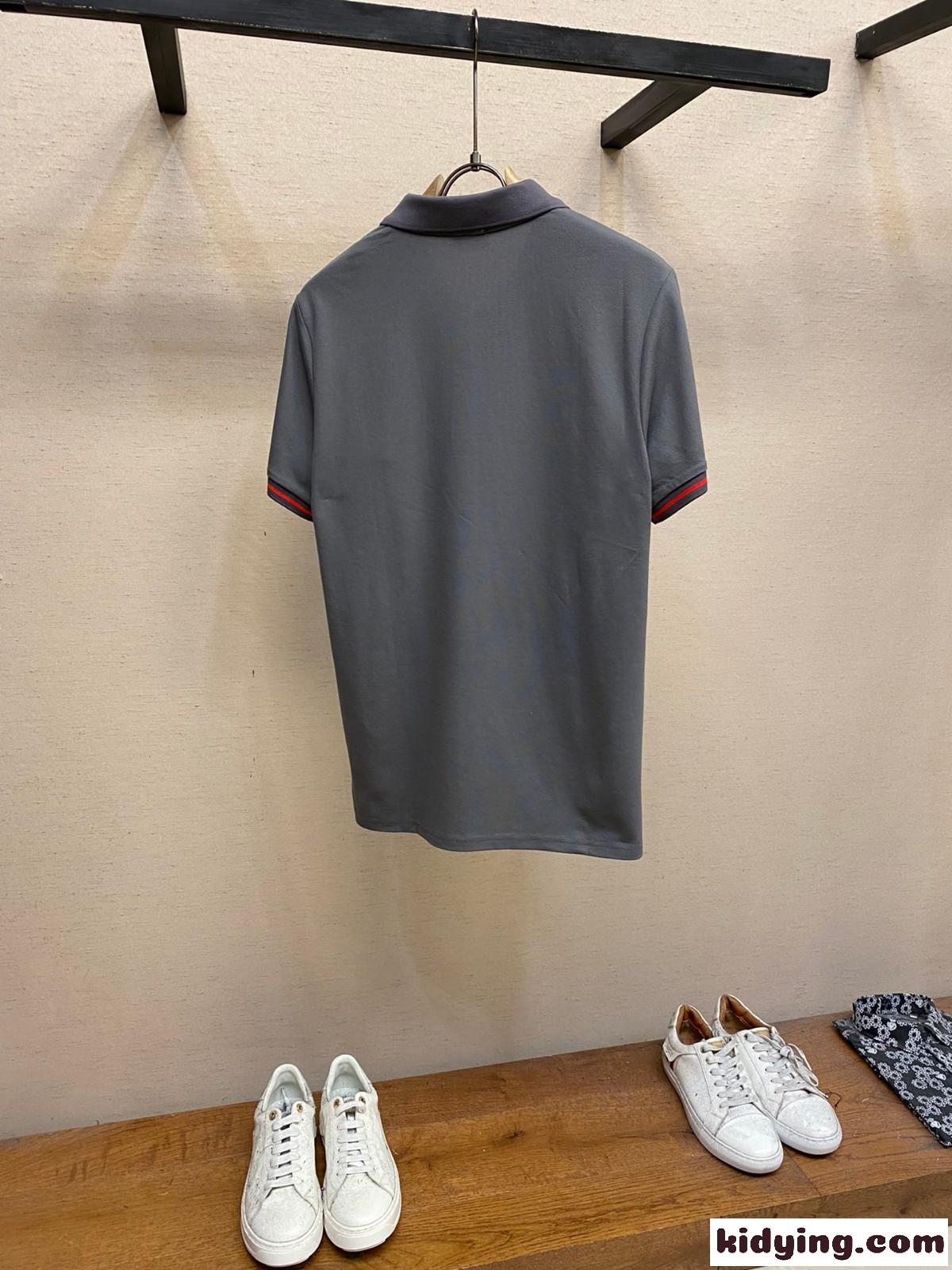 カジュアル コットンピケ ポロシャツ バーバリー 半袖Tシャツ コピー グレー-1