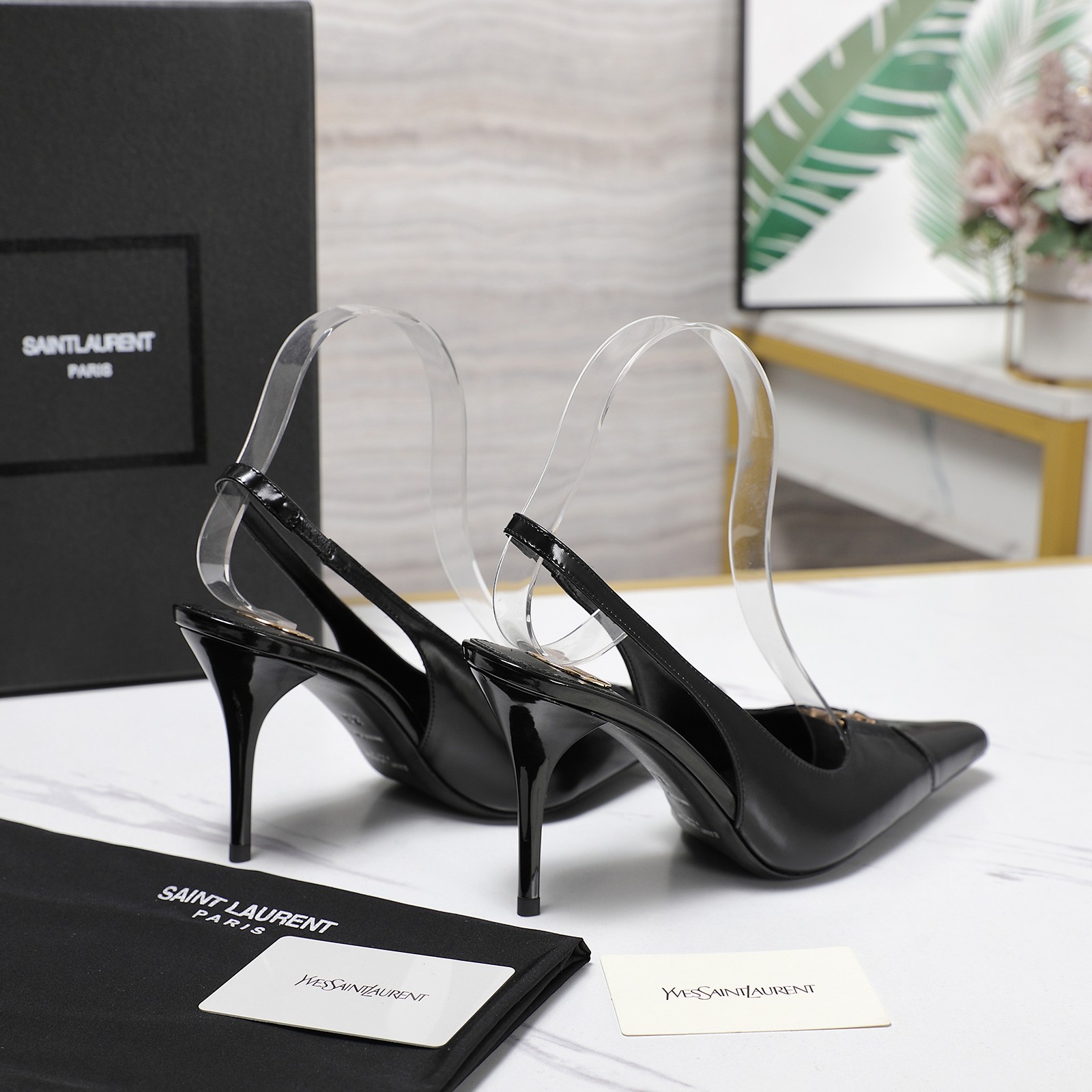 YSL バビロン ブルトイユ スリングバックパンプス スーパーコピー ブラック-0