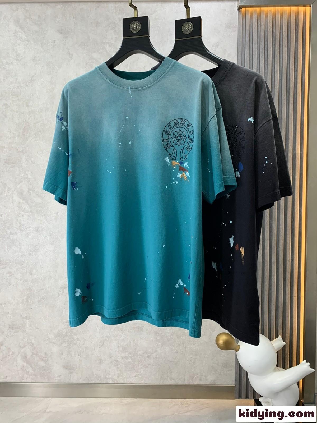 おしゃれ グラデーション カジュアル ゆったり クロムハーツ Tシャツ コピー コットン-0