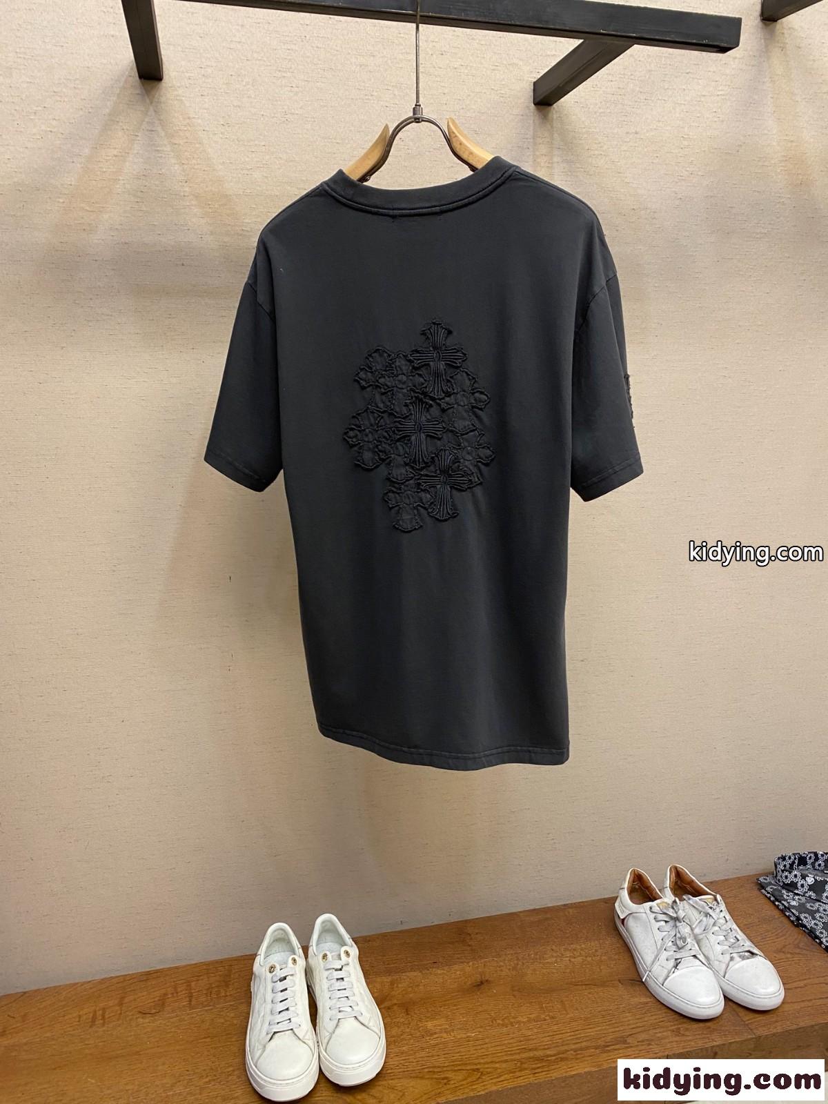 ユニセックス ストリート 半袖Tシャツ クロムハーツ Tシャツ コピー クルーネック-2