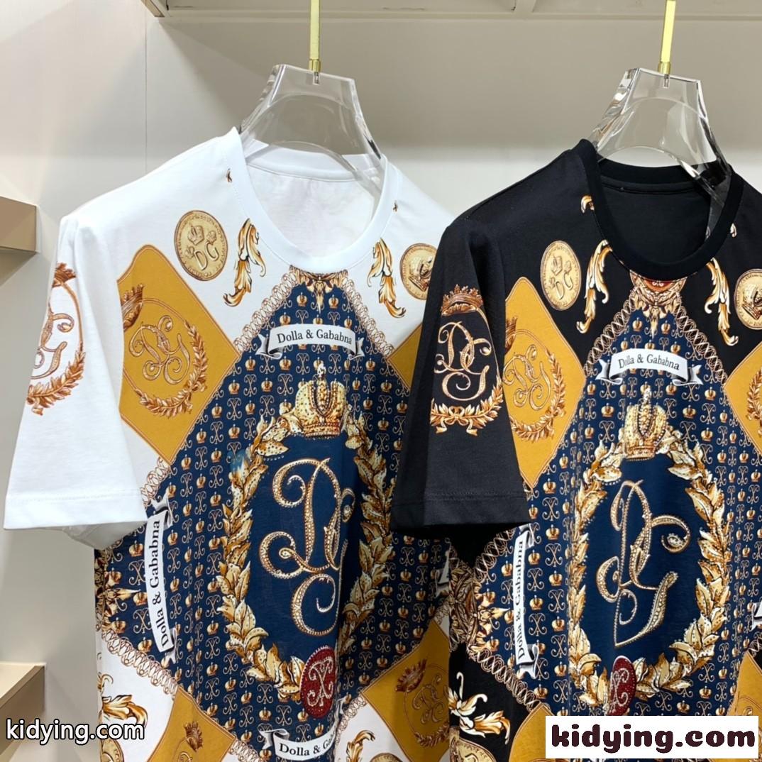 華やか 上品 高級感 プリント クールネック メンズ 半袖 トップス ドルチェ&ガッバーナ Tシャツ コピー 存在感抜群-2