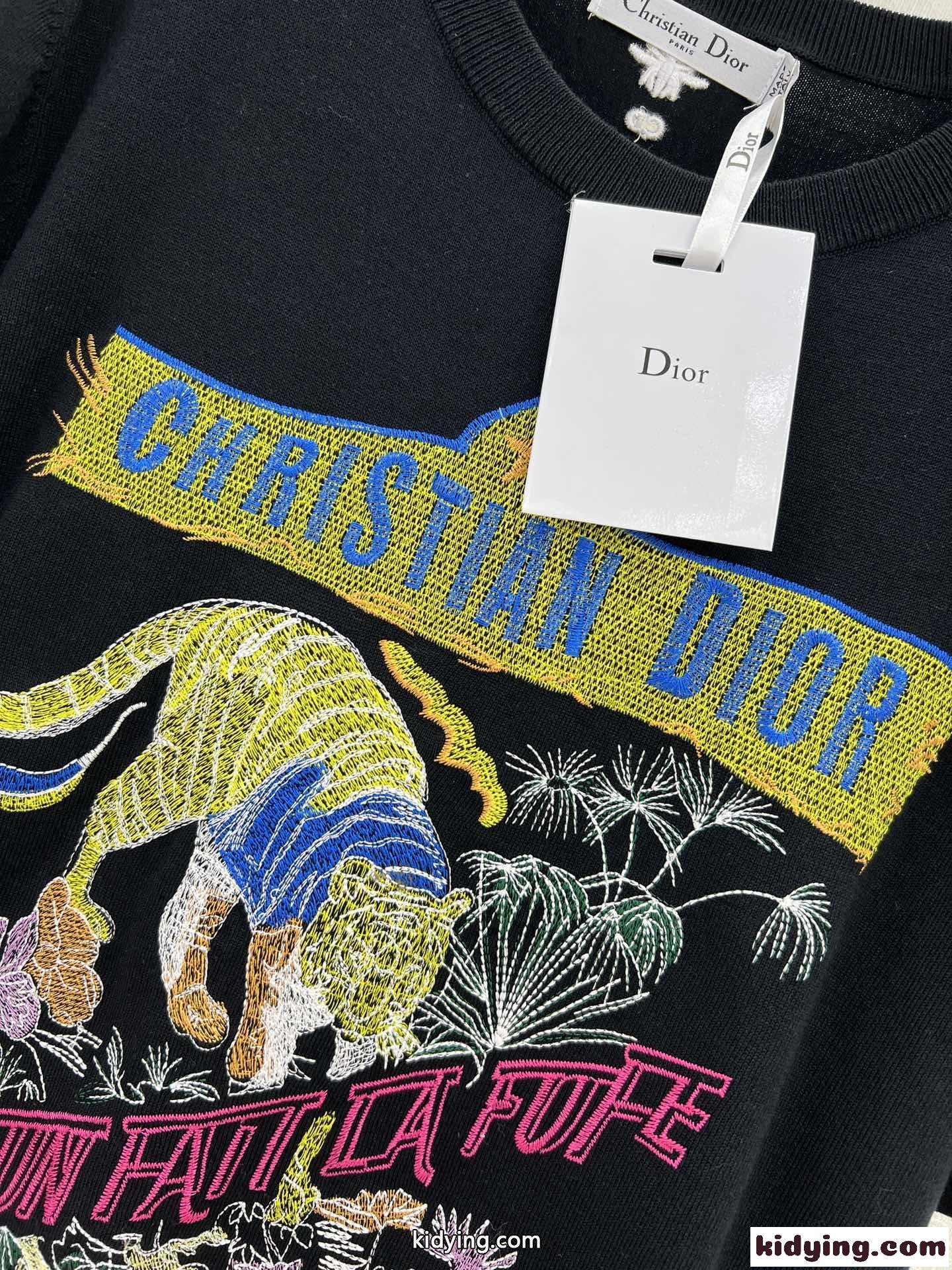 クリスチャン・ディオール Tシャツ コピー Indian Animals Tiger テンセル ジャージー 半袖Tシャツ-4