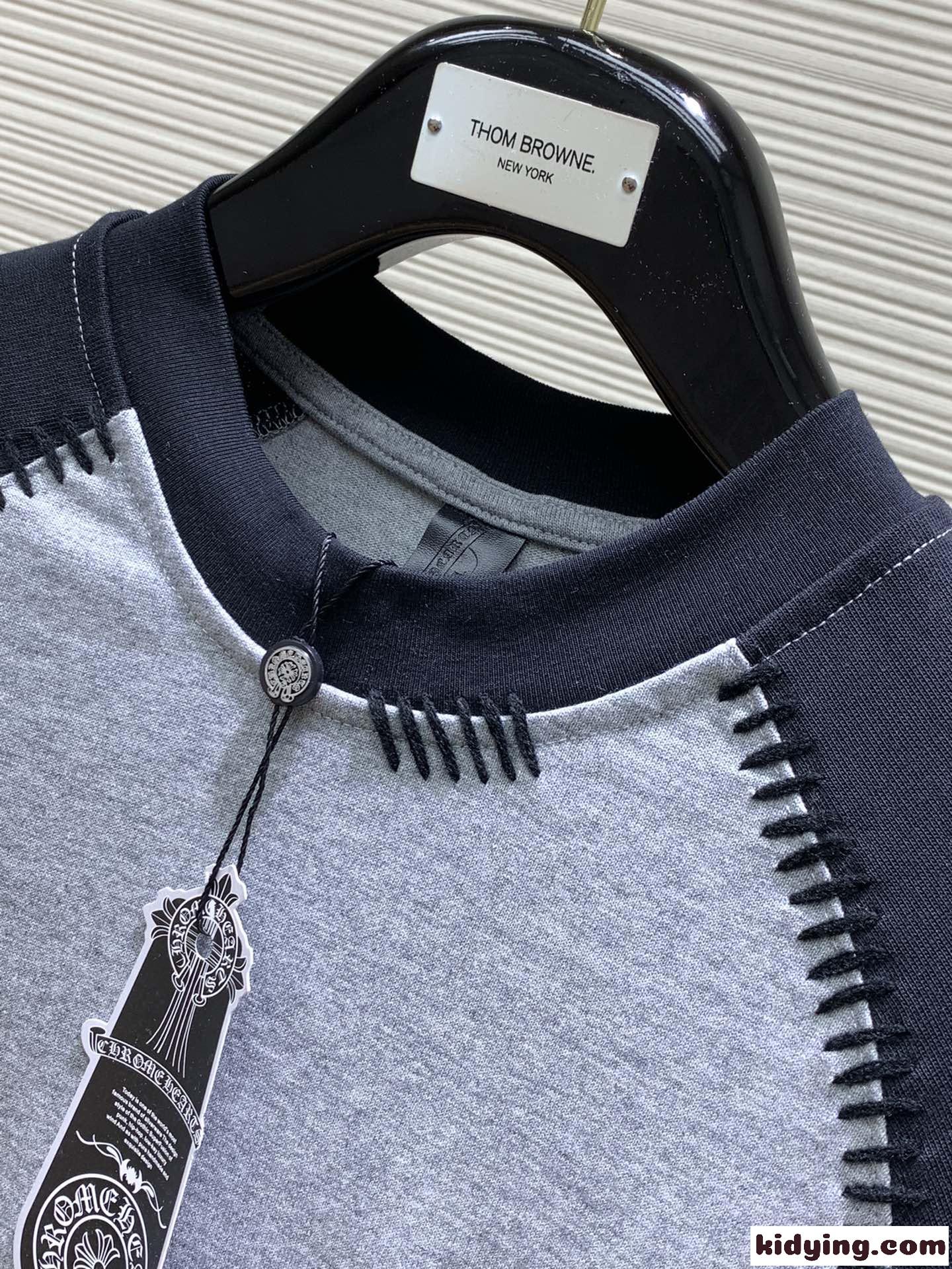 カジュアル 定番 配色 コットン 半袖Tシャツ クロムハーツ Tシャツ コピー グレー-0