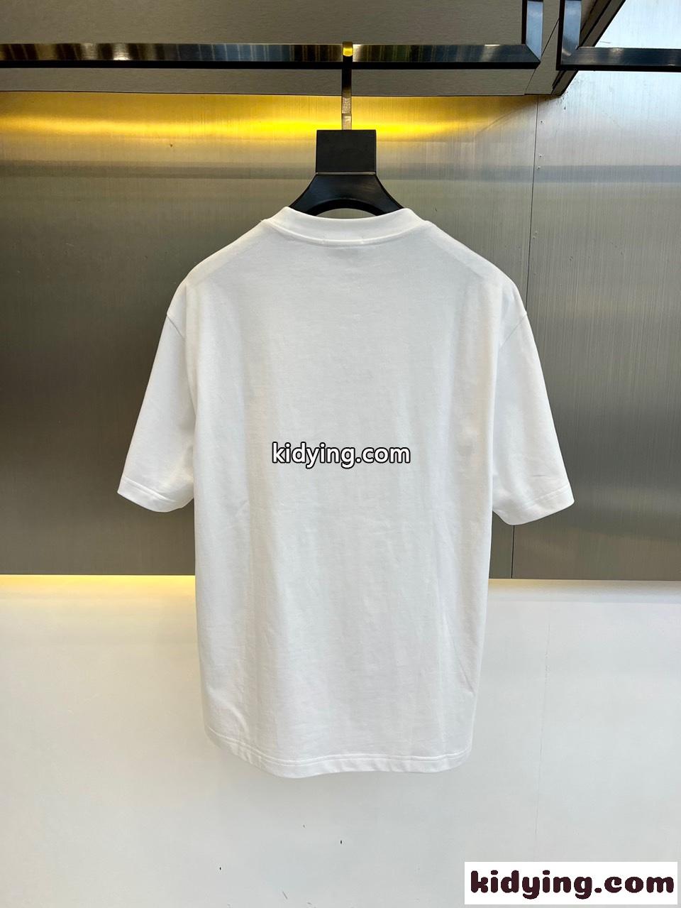 Vロゴ 刺繍入り コットン 半袖Tシャツ ヴァレンティノ Tシャツ コピー メンズ ホワイト-4