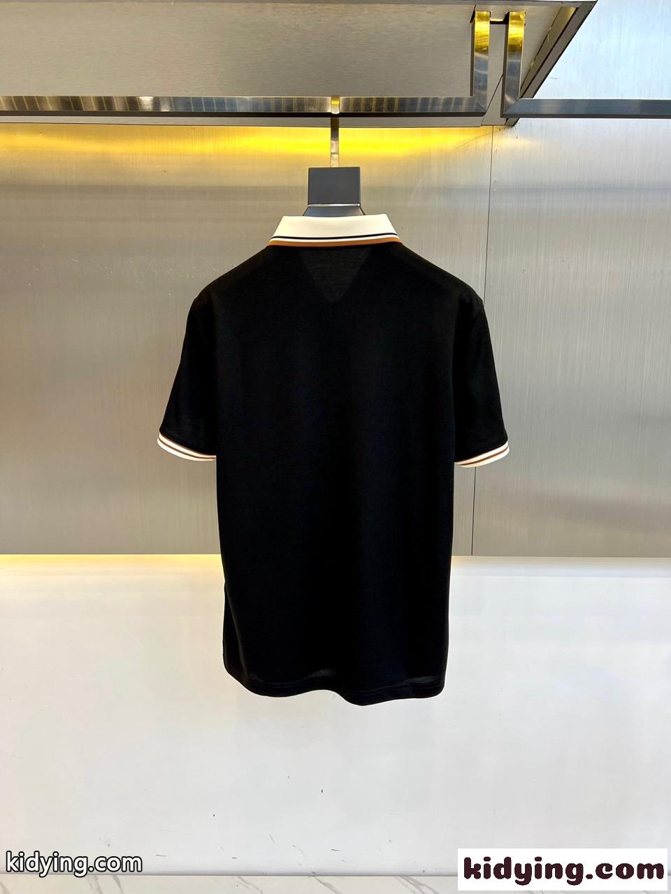 カジュアル コットンピケ ポロシャツ グッチ Tシャツ コピー ブラック-1