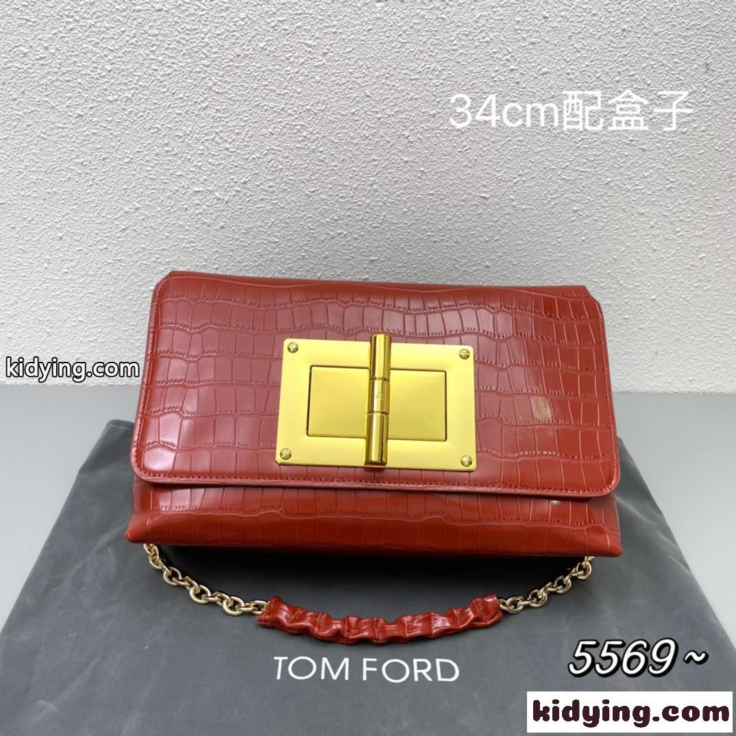 人気 クロコエンボス トムフォード バッグ コピー レディース チェーン ショルダーバッグ-1