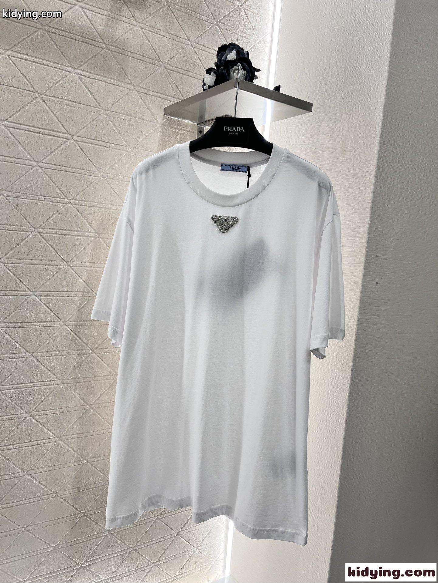 人気新作 prada t シャツ レディースコピー トップス 半袖 純綿 シンプル カジュアル ホワイト-0