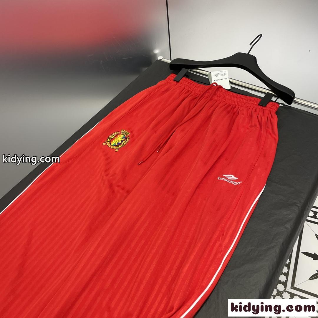 SOCCER BAGGY スウェットパンツ バレンシアガ パンツ コピー ユニセックス レッド-1
