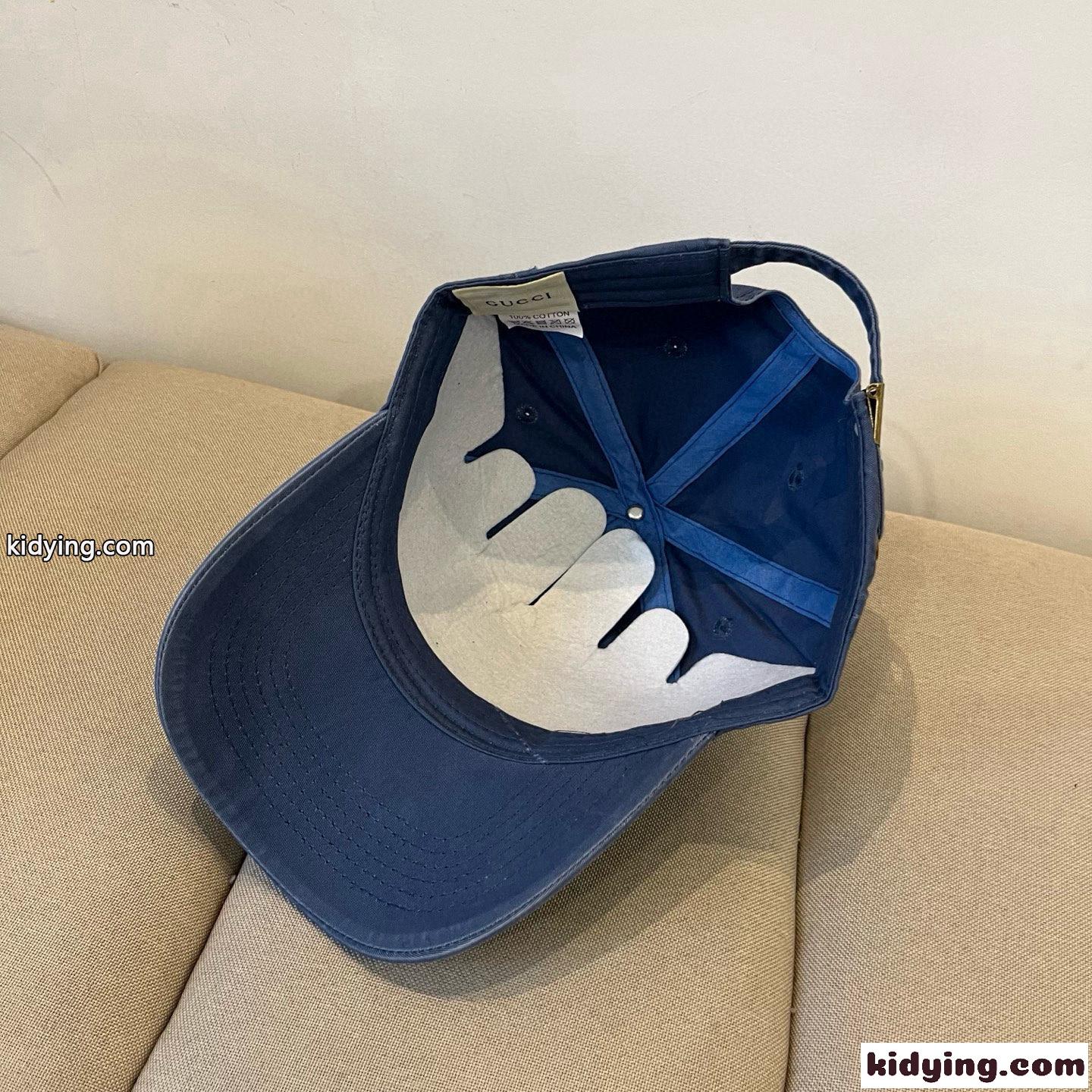 シンプル ロゴ入り ベースボールキャップ グッチ キャップ 偽物 ブルー-5