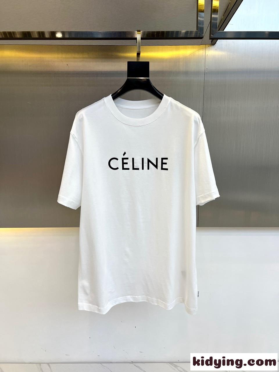 カジュアル ゆったり クルーネック 半袖Tシャツ セリーヌ Tシャツ コピー ホワイト-0