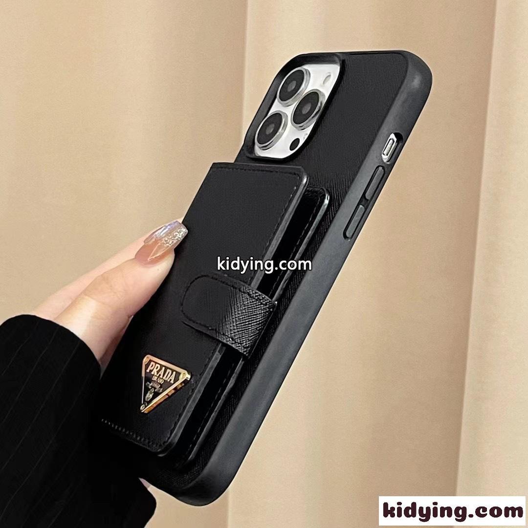 プラダ スマホケース コピー シンプル 上品 カード収納 アイフォンケース-3
