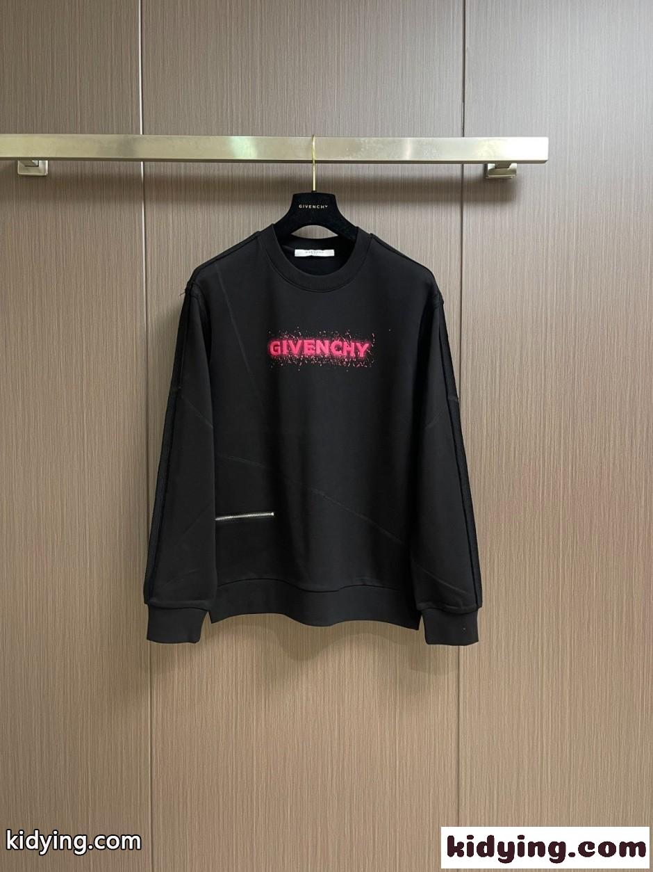 ロゴ入り クルーネック スウェットシャツ ジバンシィ Tシャツ 偽物 ブラック-2