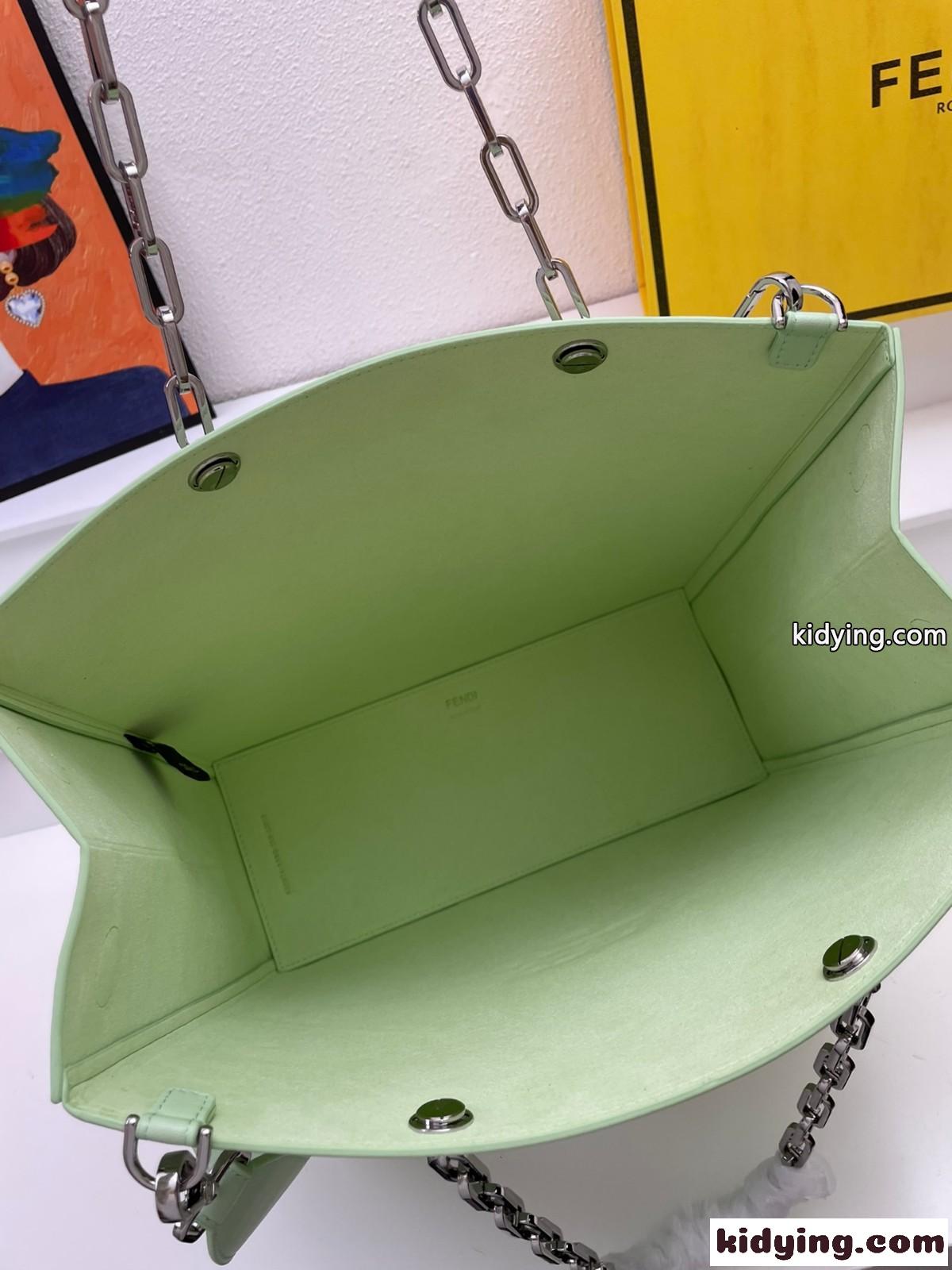 Fendi Pack ミディアム ショッピングバッグ フェンディ バッグ コピー レディース グリーン-3