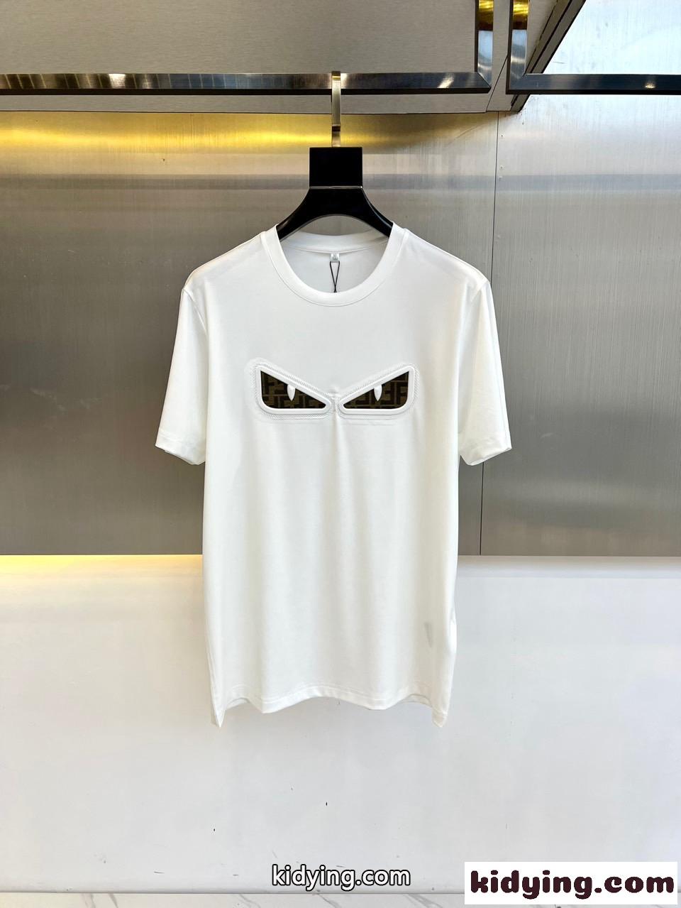 シンプル おしゃれ フェンディ Tシャツ コピー クルーネック 半袖Tシャツ ホワイト-0