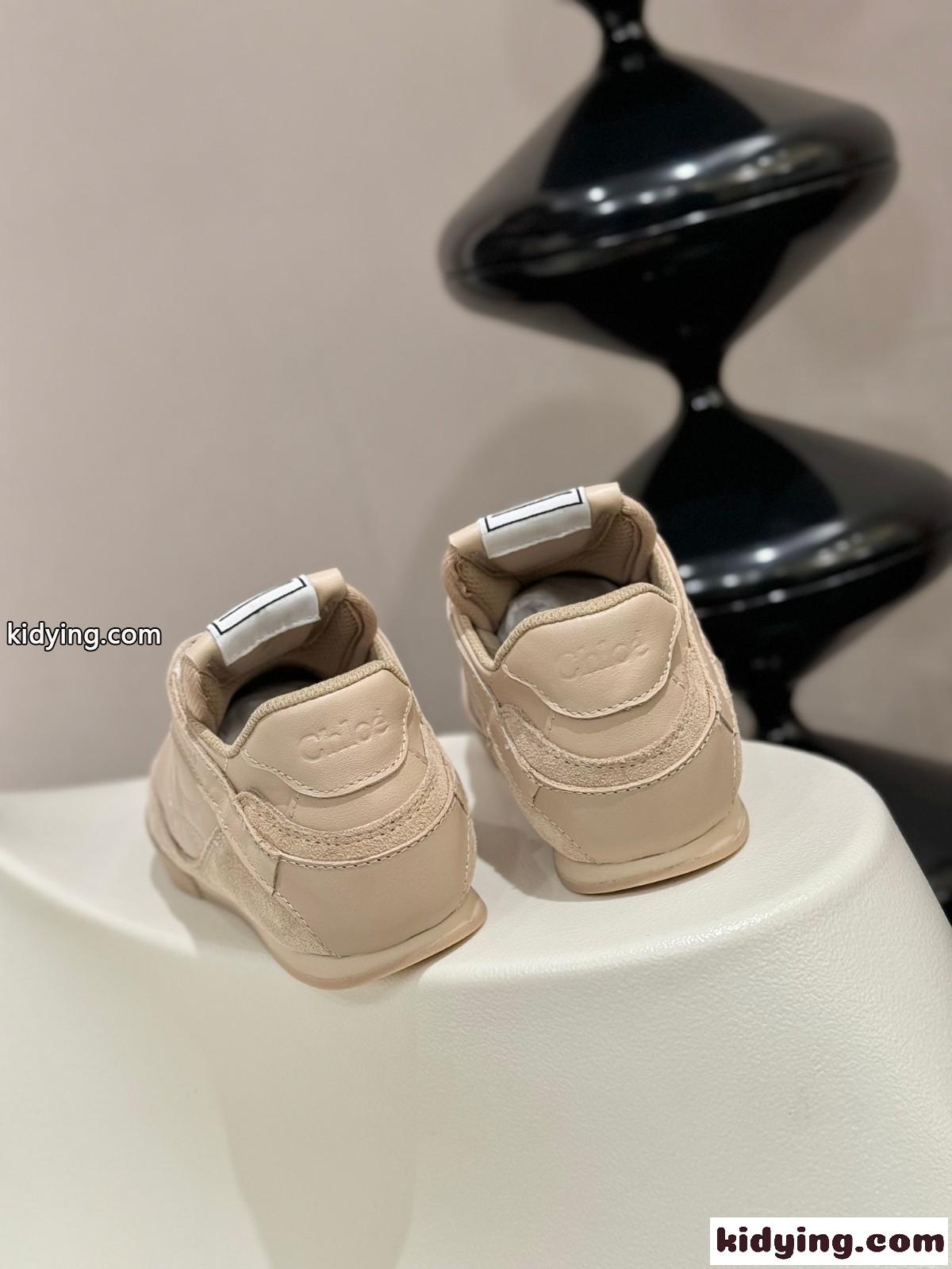 人気 おしゃれ CHLOÉ KICK スニーカー スーパーコピー レザー＆スエード ベージュ-2