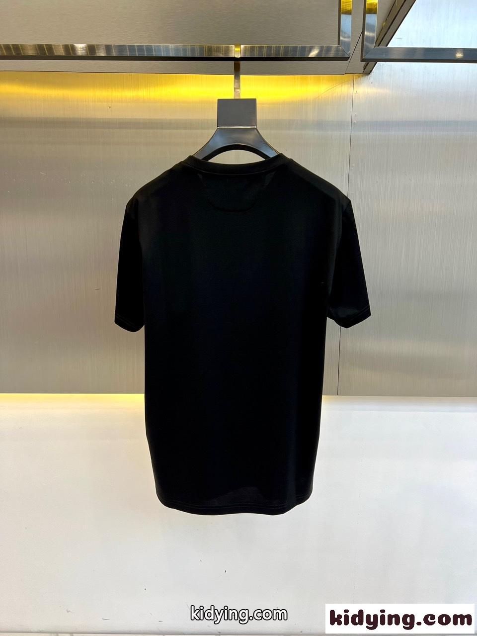 カジュアル プリント コットン 半袖Tシャツ フェンディ Tシャツ 偽物 ブラック-4