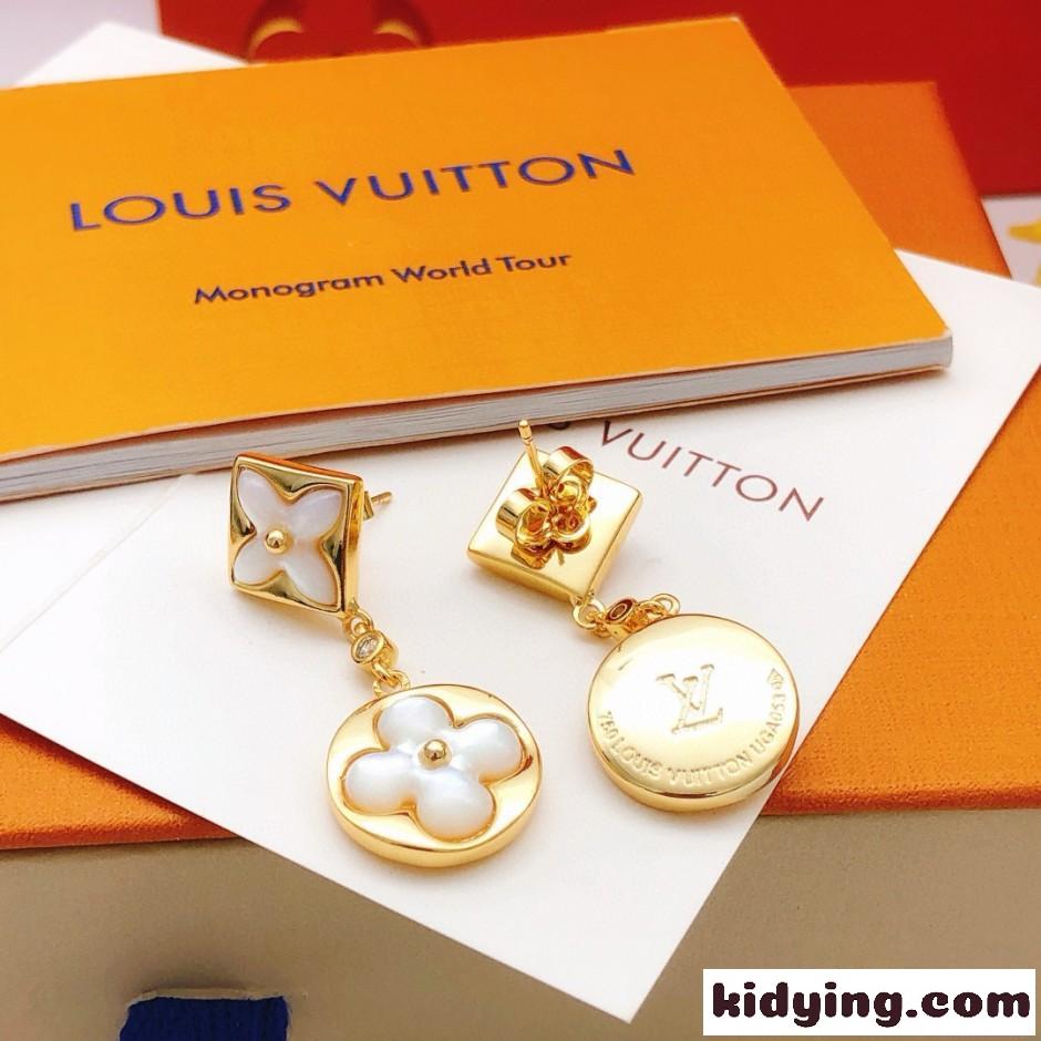 LV モノグラム・フラワー マザーオブパール ドロップピアス ルイ・ヴィトン イヤリング 偽物-0