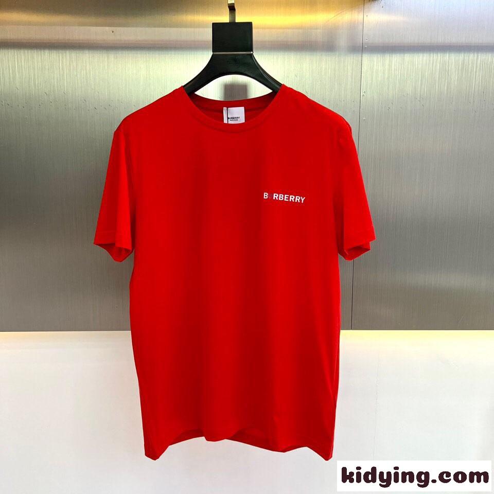 ハートEKD コットンTシャツ 半袖 バーバリー Tシャツ コピー クルーネック レッド-0