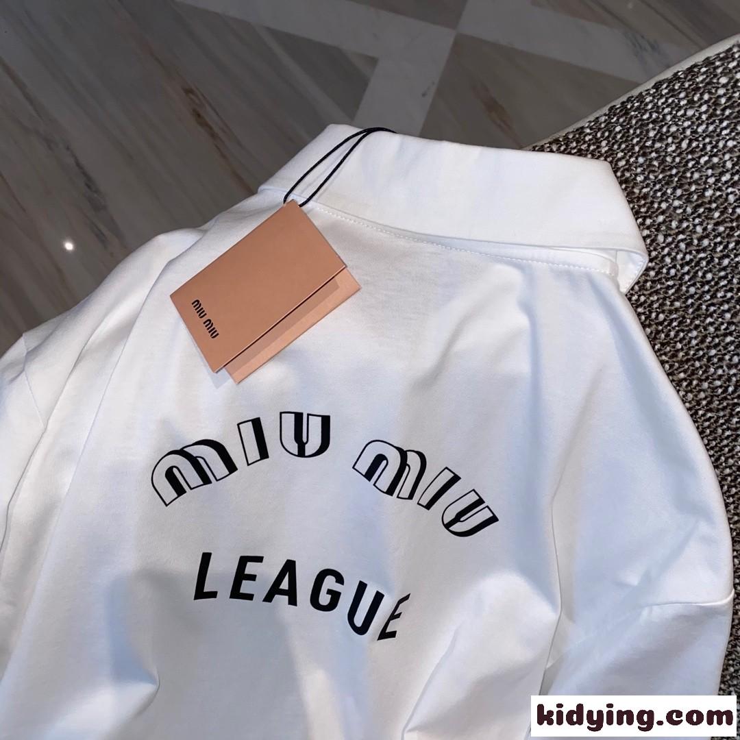 スウィート ゆったり おしゃれ 体型カバー ポロシャツ ミュウミュウ 半袖tシャツ コピー レディース-0